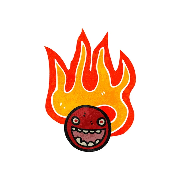 Retro-Karikatur flammendes Emoticon-Gesicht — Stockvektor