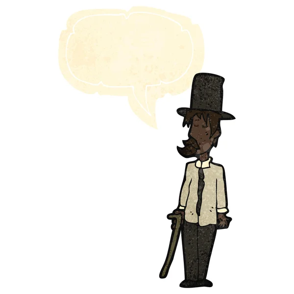 Retro uomo cartone animato in cappello a cilindro — Vettoriale Stock