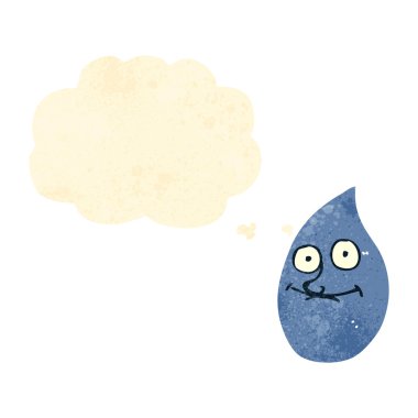 Retro karikatür yağmur damlası ile düşünce balonu