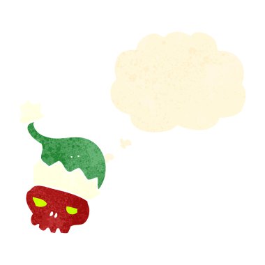 Noel Baba şapkası kafatasında Retro çizgi film