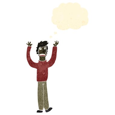 retro karikatür adam havada kollarını sallayarak