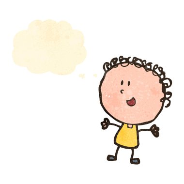 Retro karikatür mutlu doodle kadın