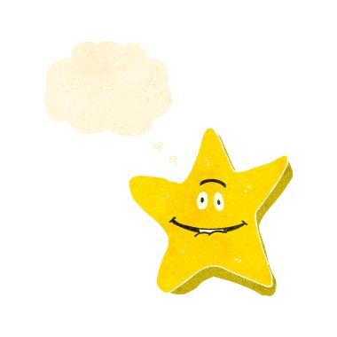 Retro çizgi film yıldızı ile düşünce balonu