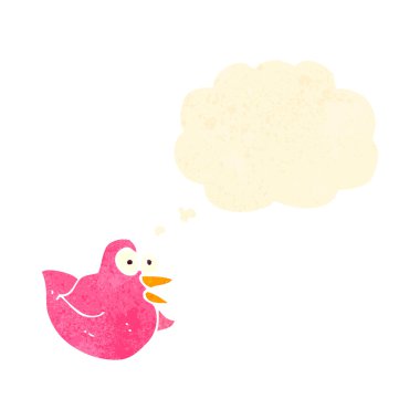 Retro karikatür kuş ile düşünce balonu