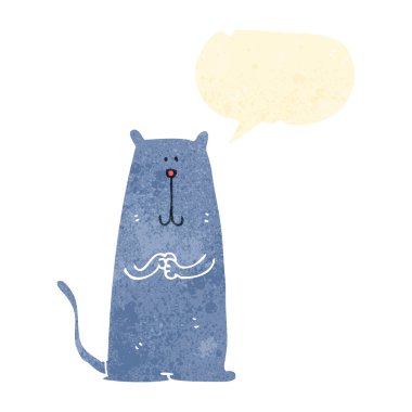 Retro karikatür mutlu kedi ile konuşma balonu