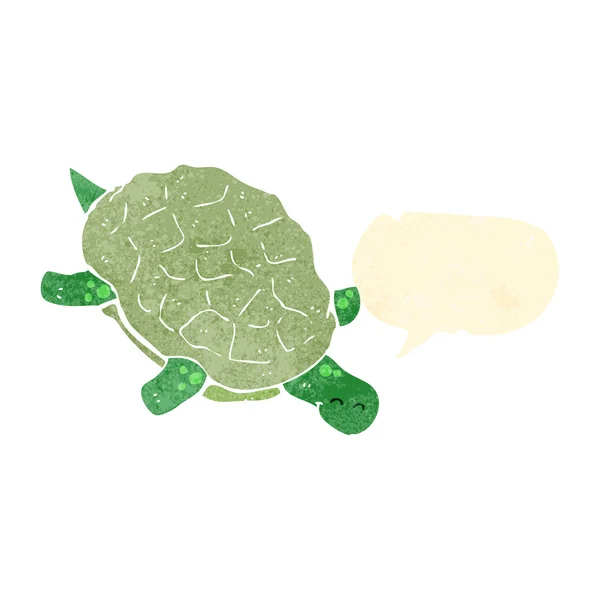 Ретро-мультяшная черепаха с пузырьком речи — стоковый вектор