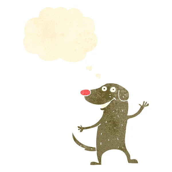 Cão de desenho animado retro com bolha de pensamento — Vetor de Stock