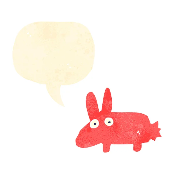 Conejo de dibujos animados retro con burbuja de habla — Archivo Imágenes Vectoriales