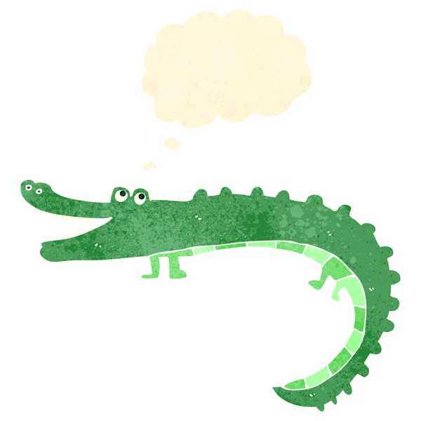 Retro kreskówka krokodyl z bańki myśli — Wektor stockowy