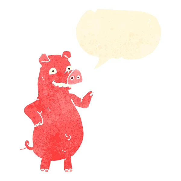 Retro kreskówka świnia z dymek — Wektor stockowy