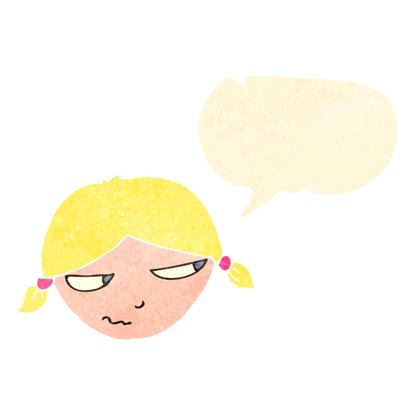 腹が立つ少女レトロ漫画 — ストックベクタ