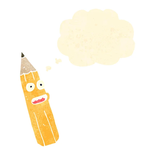 Crayon de dessin animé rétro avec bulle de pensée — Image vectorielle