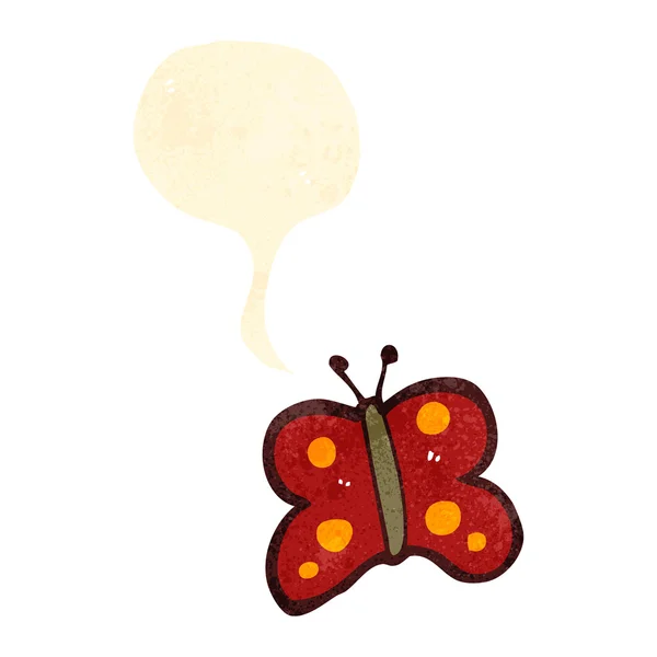 Retro cartoon vlinder met tekstballon — Stockvector