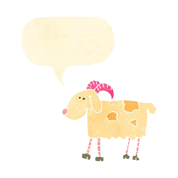复古卡通山羊与语音泡沫 — 图库矢量图片