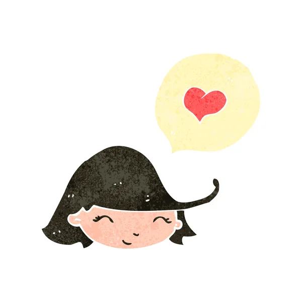 Rétro fille dessin animé en amour — Image vectorielle