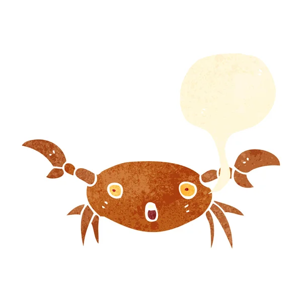 Crabe de bande dessinée rétro avec bulle vocale — Image vectorielle