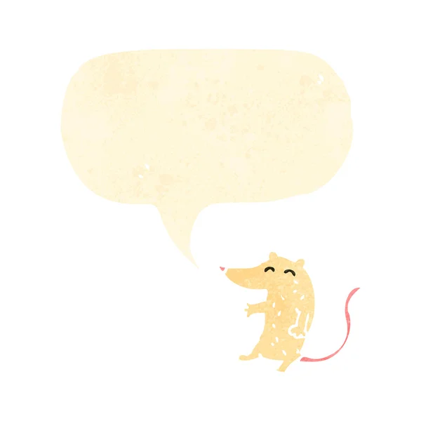 Rat dessin animé rétro avec bulle de parole — Image vectorielle