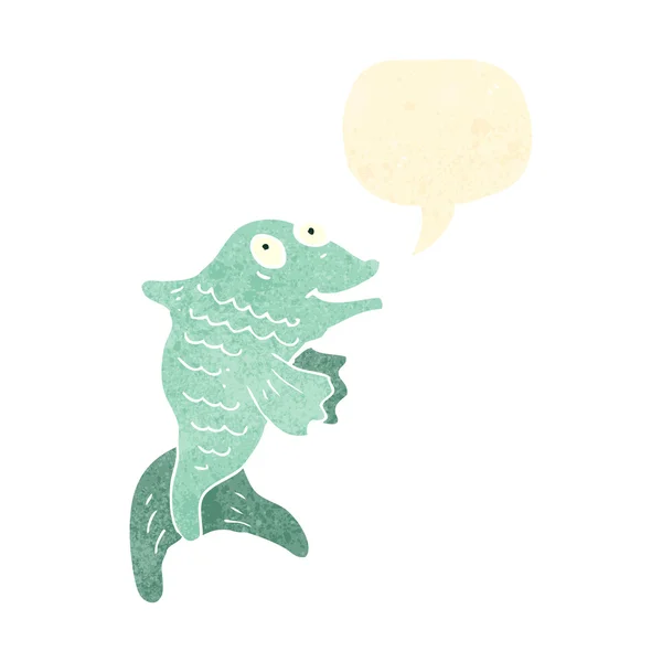 Ретро мультфільм розмовляє рибою — стоковий вектор