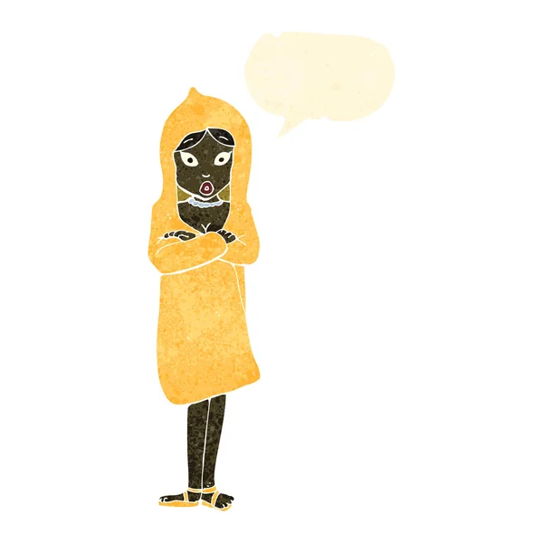 Ретро-мультяшка в жёлтом пальто — стоковый вектор
