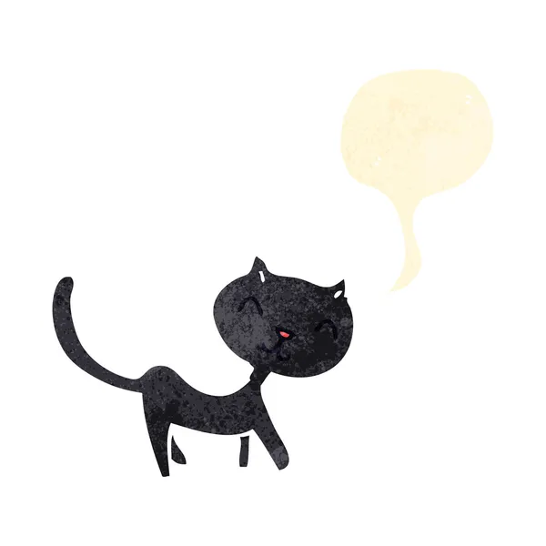 Retro kreskówka czarny kot z dymek — Wektor stockowy