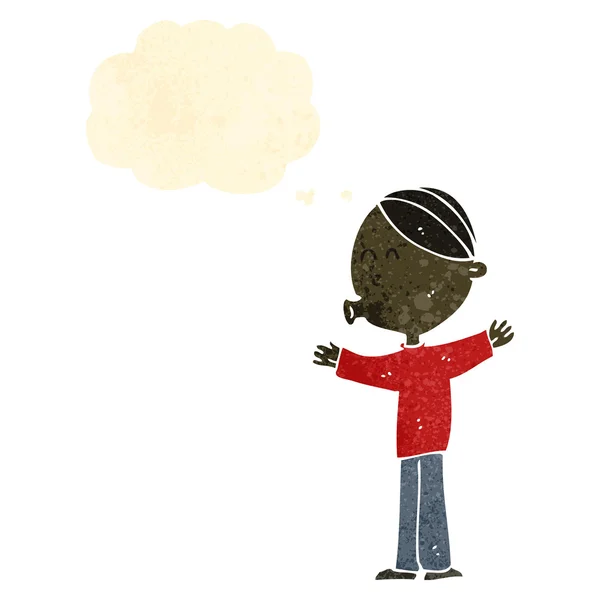 思考バブルのレトロな漫画少年 — ストックベクタ