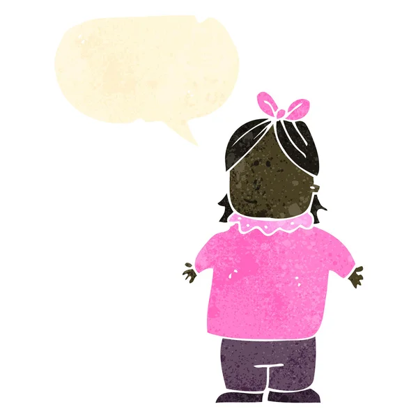 Retro karikatür kilolu kız ile konuşma balonu — Stok Vektör