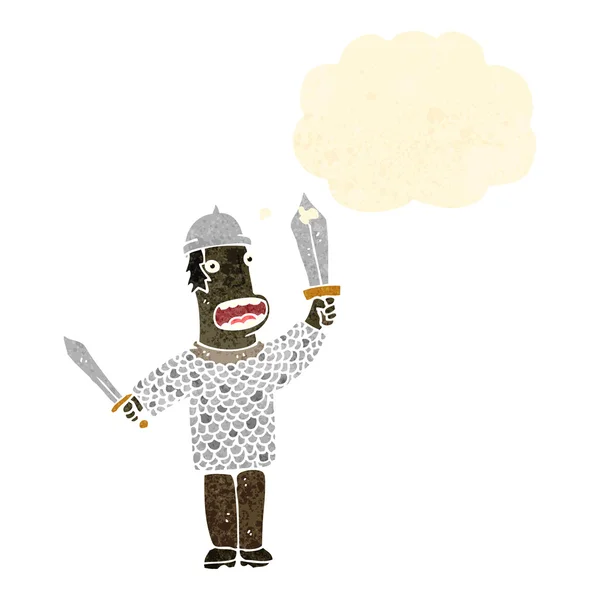 Retro cartoon ridder met zwaarden — Stockvector