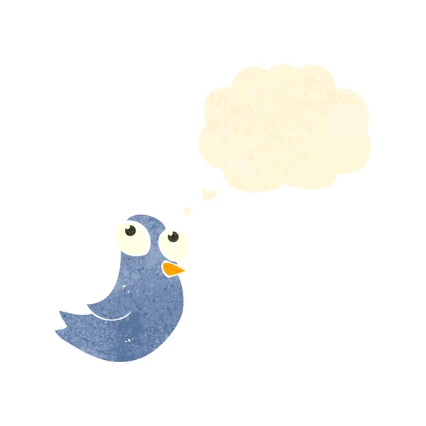 Ретро-мультяшная птица с мыльным пузырем — стоковый вектор