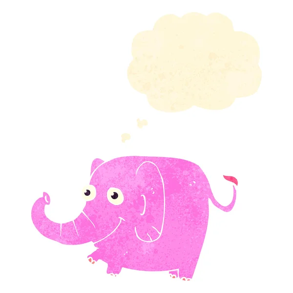 Éléphant de dessin animé rétro avec bulle de pensée — Image vectorielle