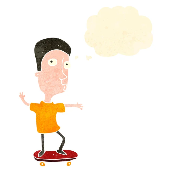 スケート ボード上のレトロな漫画少年 — ストックベクタ