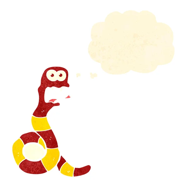 Retro cartoon snake with thought bubble — Stock Vector