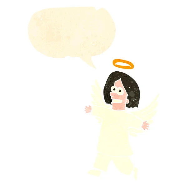Retro desenho animado anjo com bolha de fala —  Vetores de Stock