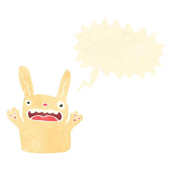 Retro cartoon wit konijn met tekstballon — Stockvector