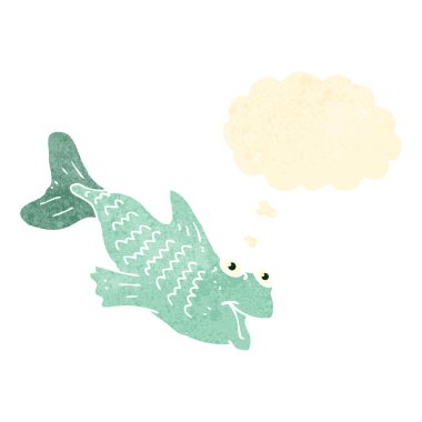 Retro karikatür balık ile düşünce balonu