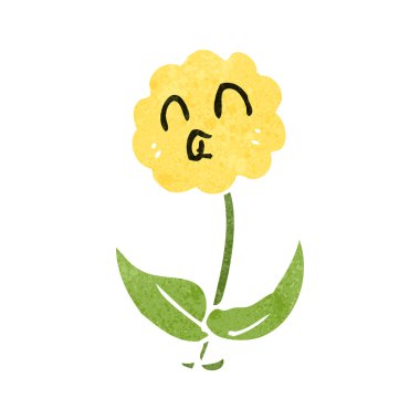 sevimli çizgi retro çiçek