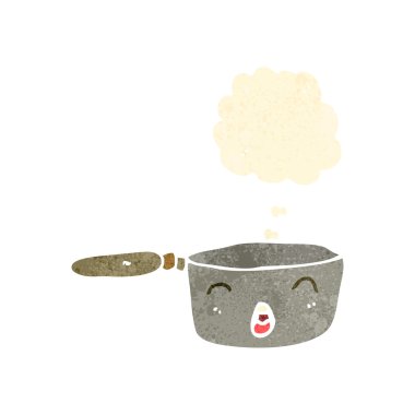 Retro karikatür tencere ile düşünce balonu