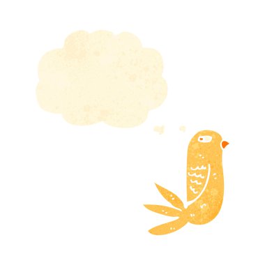 Retro karikatür kuş ile düşünce balonu