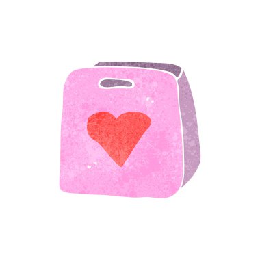 Retro karikatür çanta kalpli