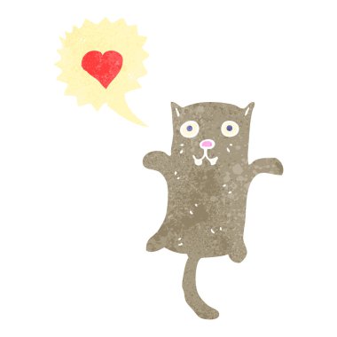 Aşk kalp ile Retro karikatür kedi