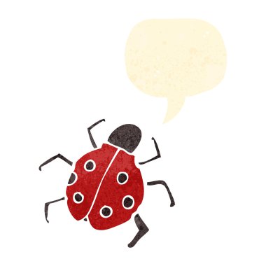 Retro karikatür uğur böceği ile konuşma balonu