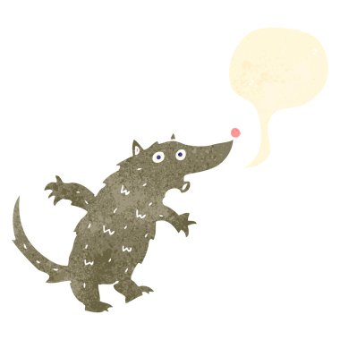 Retro karikatür kurt ile konuşma balonu