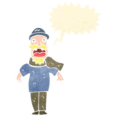 Retro karikatür bağıran adam sakallı