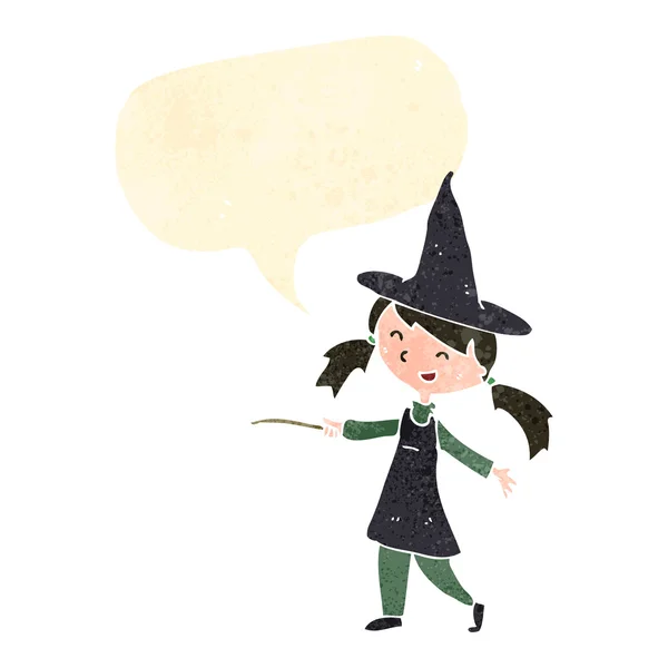 Retro cartoon witch girl — Stock Vector
