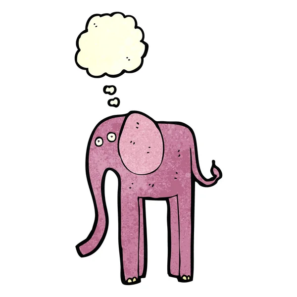 Elefante de dibujos animados retro con burbuja de pensamiento — Vector de stock