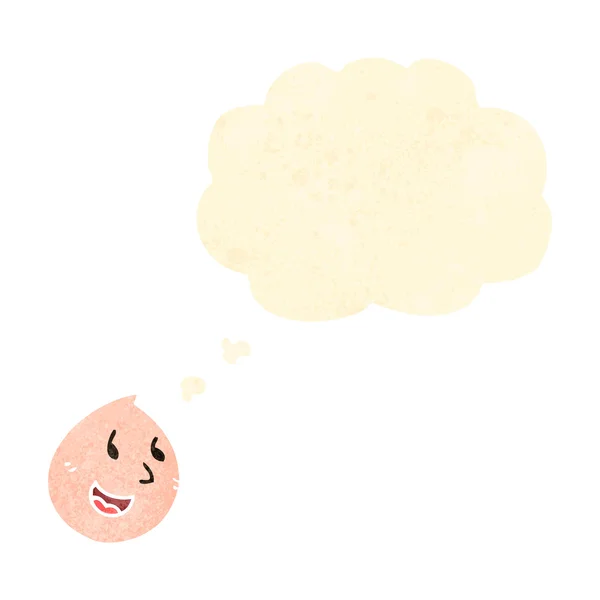 Retro tecknade glada ansikte symbol med trodde bubble — Stock vektor