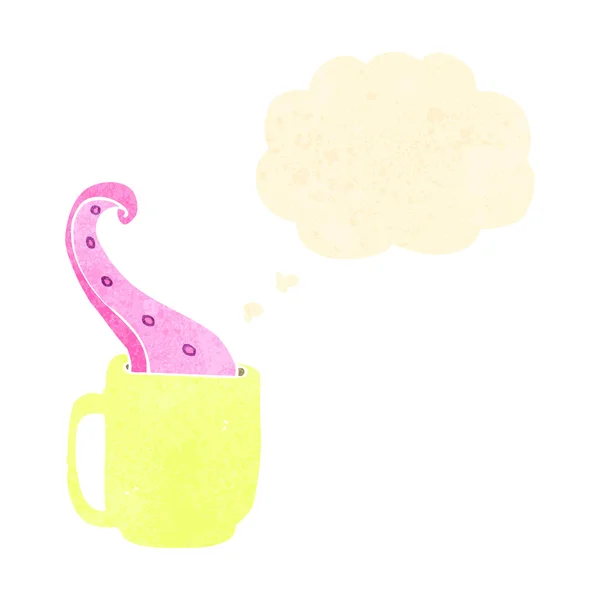 Retro tecknade monster i kaffe mugg — Stock vektor