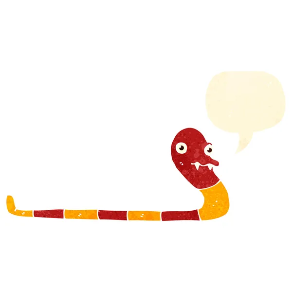 Ретро-мультяшная змея с пузырём речи — стоковый вектор