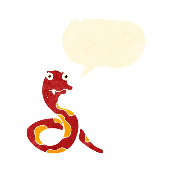 Serpent de dessin animé rétro avec bulle de parole — Image vectorielle