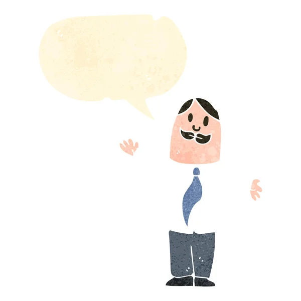 Homem de desenho animado retrô com bolha de fala — Vetor de Stock