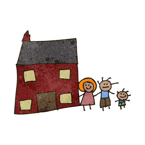 Çocuk bir aile ev çizim'ın — Stok Vektör